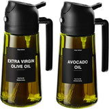 2-in-1 Glass Olive Oil Sprayer & Dispenser | 470ML Borosilicate Spray Bottle for Cooking