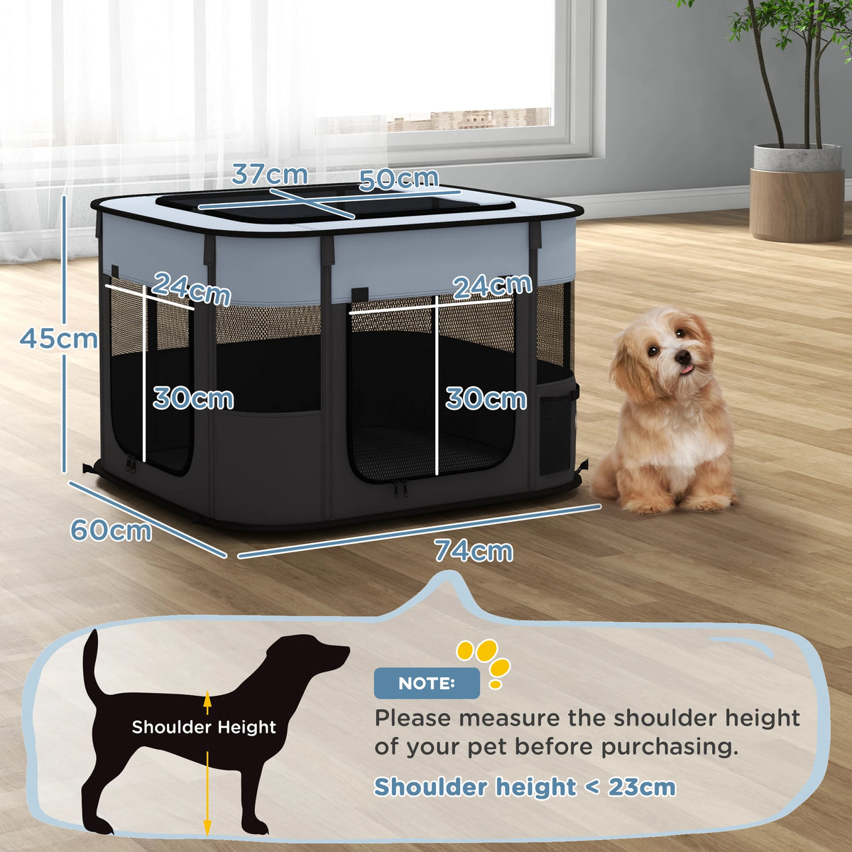 Foldable Dog Pen with Storage Bag S M Sizes Ground Stakes for Indoor Outdoor Kittens Rabbits Puppies