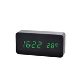 Niditon Wooden LED Alarm Clock with Wireless Charging | Temperature, Date & 3 Alarms