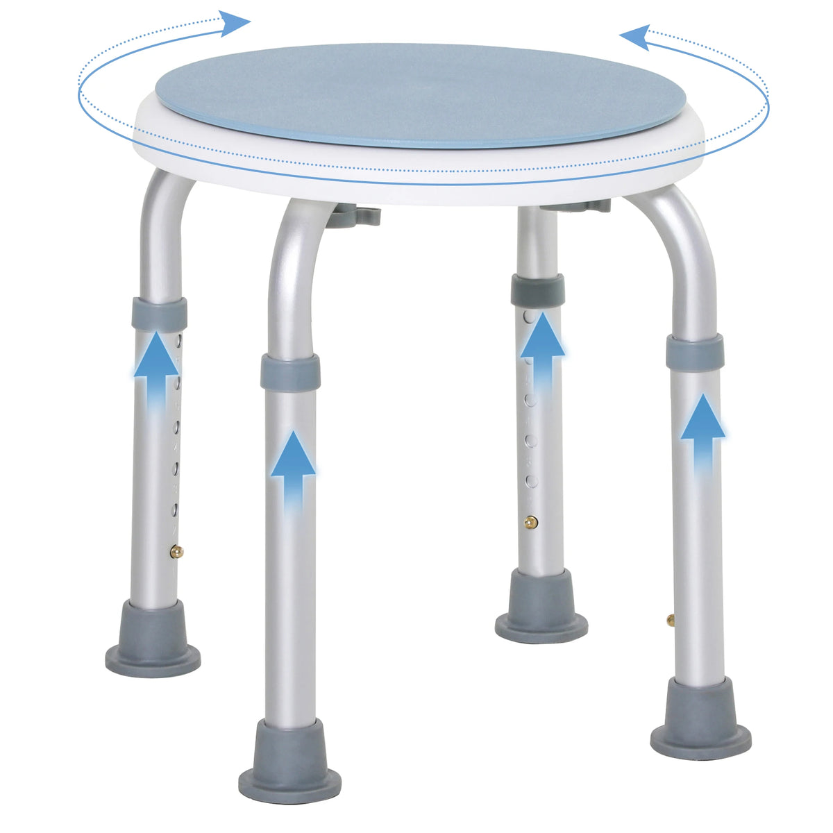 Aluminium Bath and Shower Stool with 360° Swivel Seat and Adjustable Height
