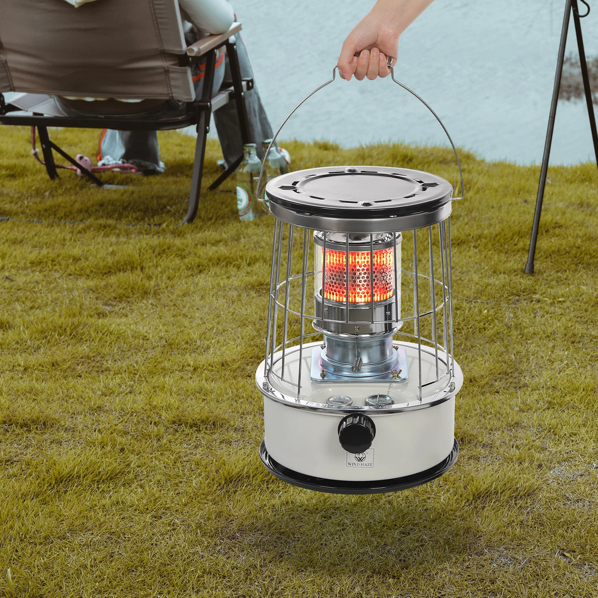 Portable Paraffin Heater with Glass Chimney, 6L Tank, 8,000–10,000 BTU