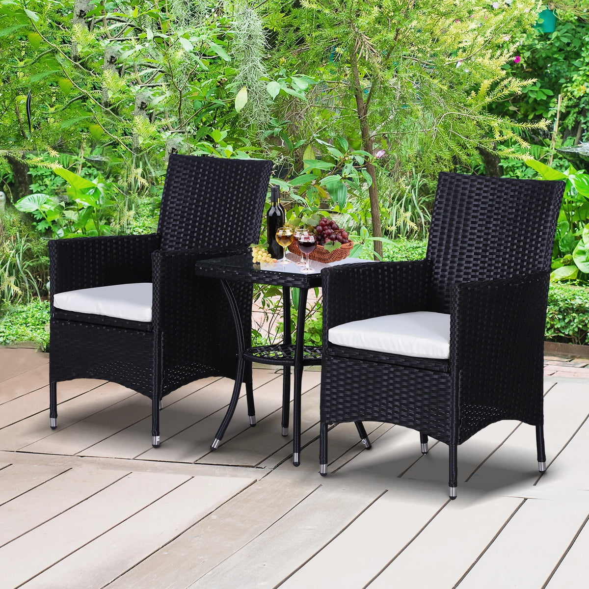 Rattan Bistro Set, Garden Chairs and Table, Patio Outdoor Furniture
