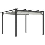 3 x 3m Aluminium Pergola Gazebo with Retractable Canopy, UV-Resistant PA-Coated Polyester and Ground Stakes