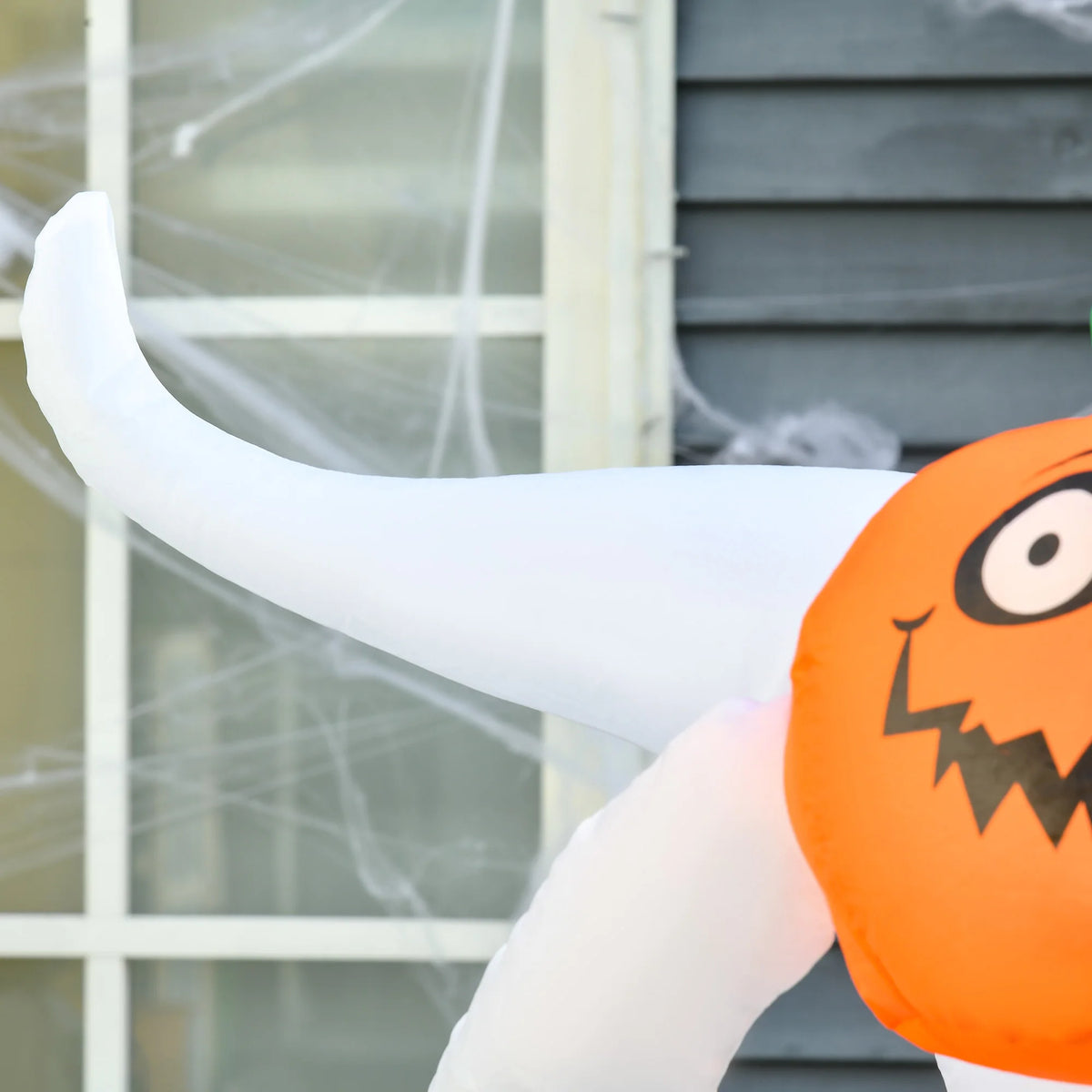 6ft Inflatable Halloween Ghost with Pumpkin and LED Lights, Mains Powered
