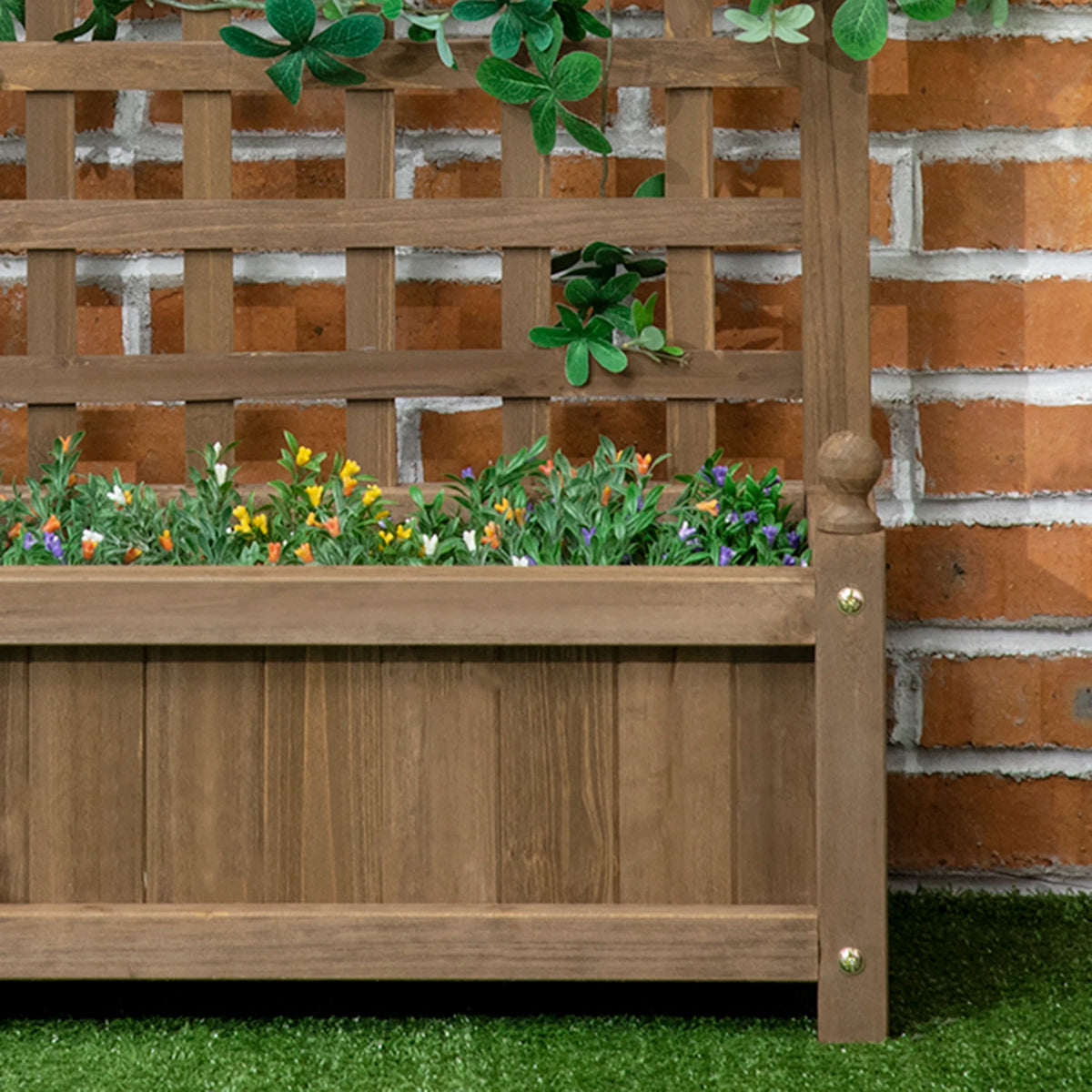 Garden Planter with Trellis for Climbing Vines, Indoor/Outdoor, Brown