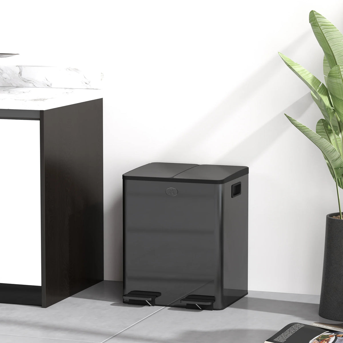 2 x 20L Dual Kitchen Bin Pedal Bin for Recycling and Waste