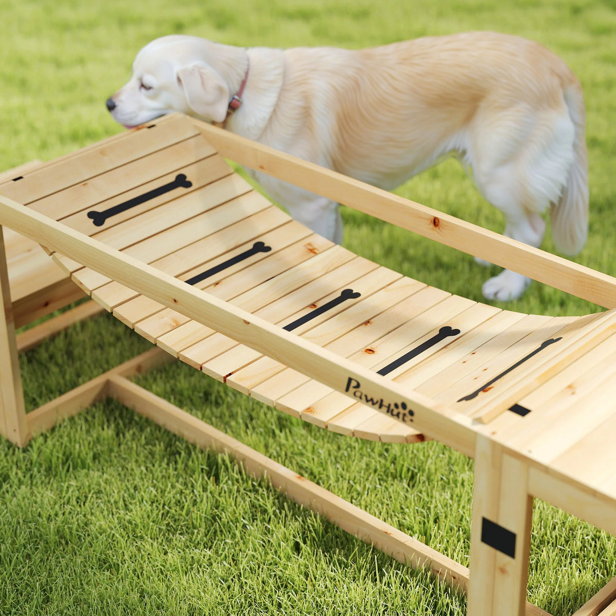 3-Piece Wooden Dog Agility Set with Bridge, Platform and Stairs