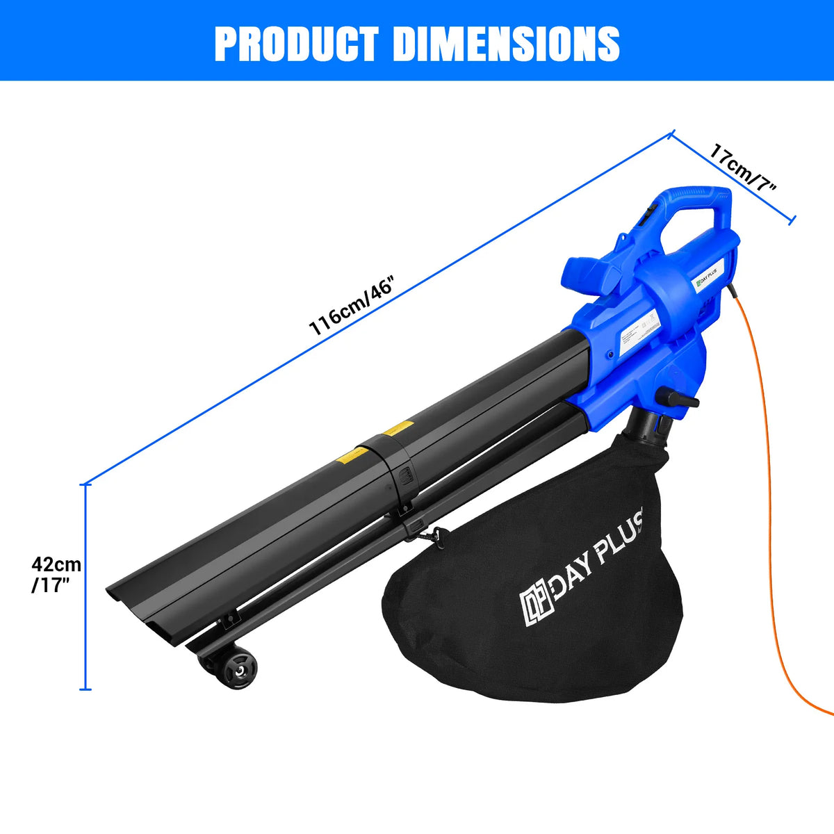 3-in-1 Electric Leaf Blower, Garden Vacuum and Mulcher 3500W with 35L Bag and 10m Cable