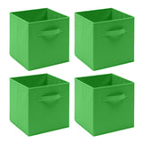 Pack of 4 Foldable Fabric Storage Cubes Boxes Non-Woven Wardrobe Organiser for Home Bedroom Closet
