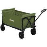 120L Folding Garden Trolley Wagon Cart 120kg Adjustable Handle 4 Wheels Oxford Fabric for Camping Beach Black