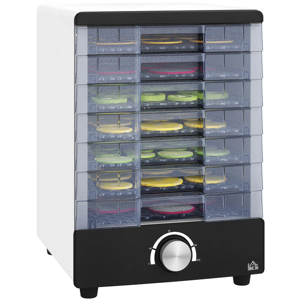 Food Dehydrator with 7 Stainless Steel Trays 40-70°C Adjustable for Fruit Jerky and Herbs 350W White