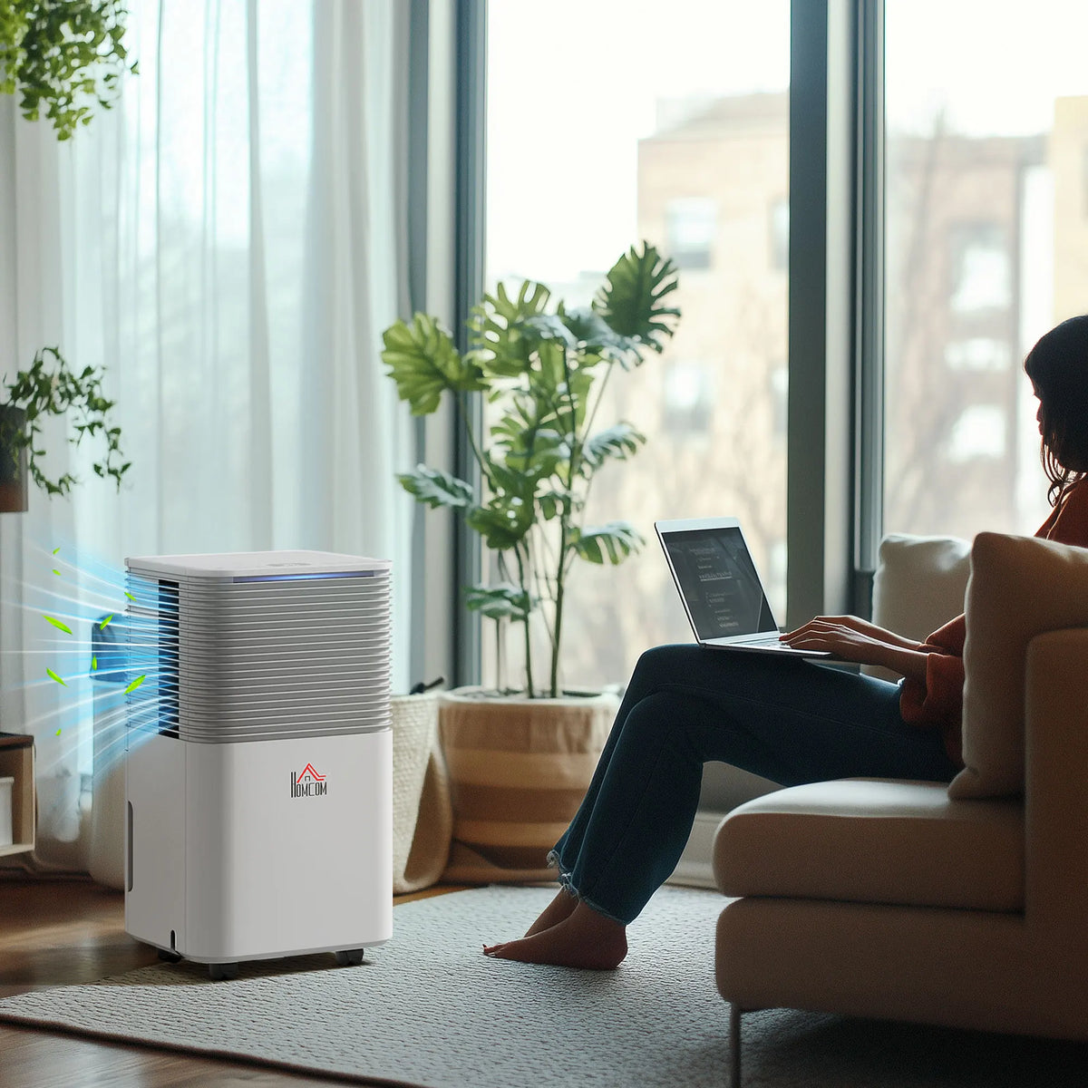 10L/Day Portable Dehumidifier with 2L Tank and Child Lock, Quiet 38dB, White