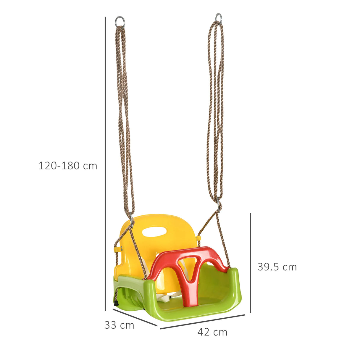 3-in-1 Kids Swing Seat with Safety Belt and T-Bar, Adjustable Toddler Swing, Green