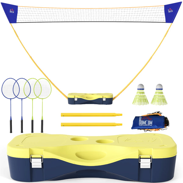 Portable Folding Badminton Net Set with 4 Rackets and 2 Nylon Shuttlecocks, for Adult Exercise Training