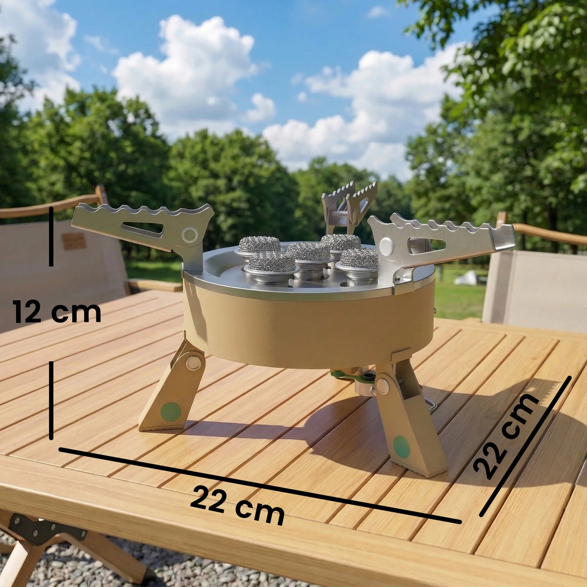 7000W Folding Camping Gas Stove with 65cm Hose and Carry Bag, Khaki