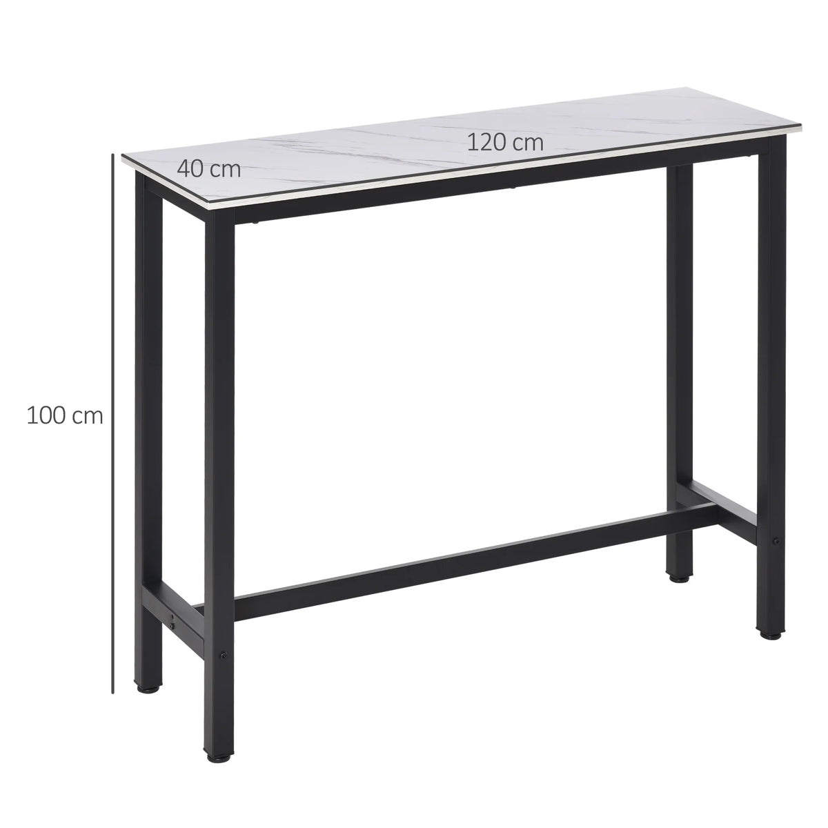 Bar Table with Marble-Effect Top, Adjustable Footpads