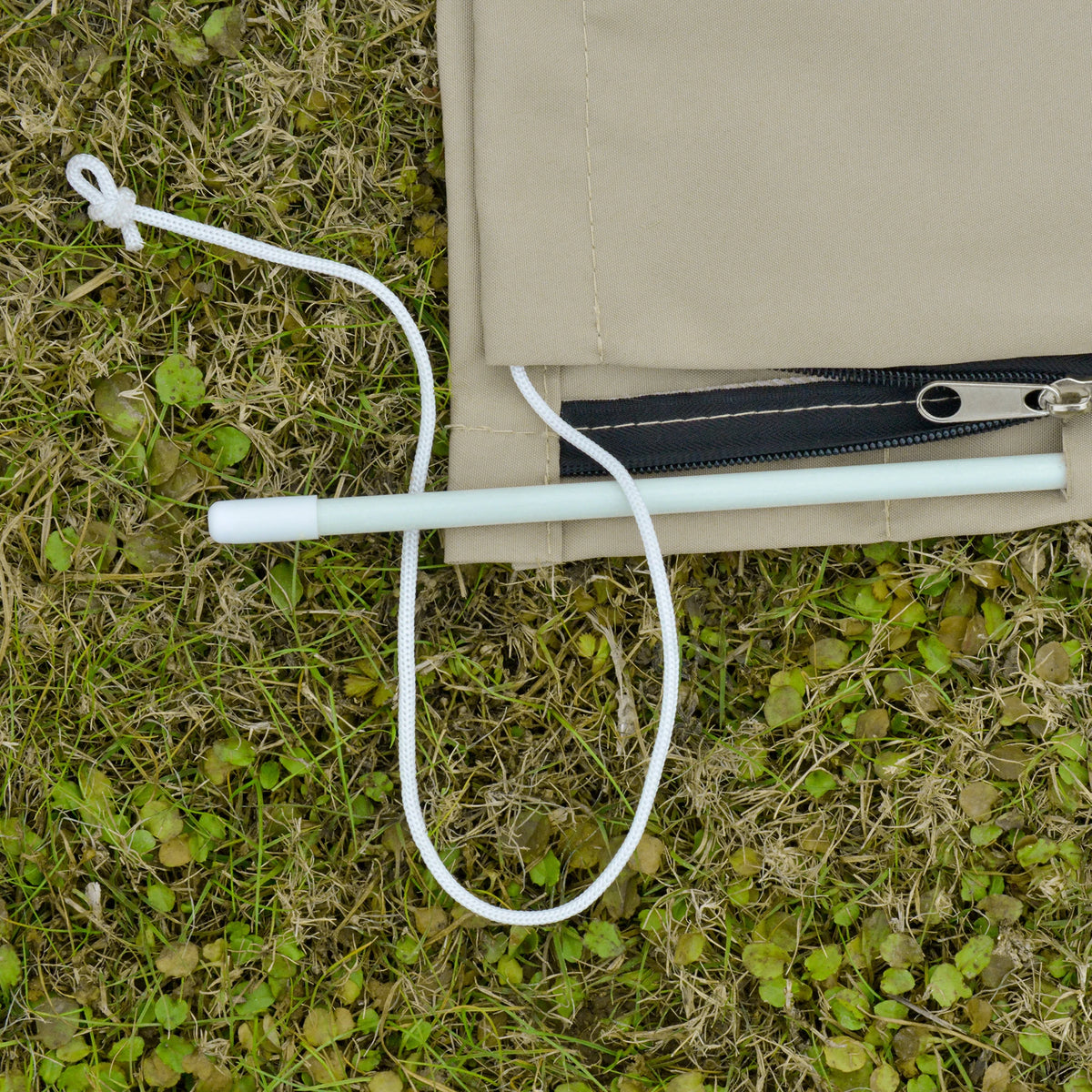 Garden Parasol Cover with Zip and Rod, Patio Umbrella Protector for 2–4m Parasols, Khaki