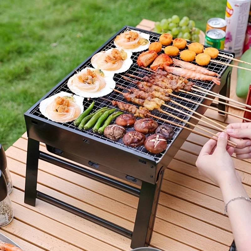 Portable Foldable Smokeless Charcoal BBQ Grill Stainless Steel Barbecue Rack for Outdoor Camping Picnic and Patio