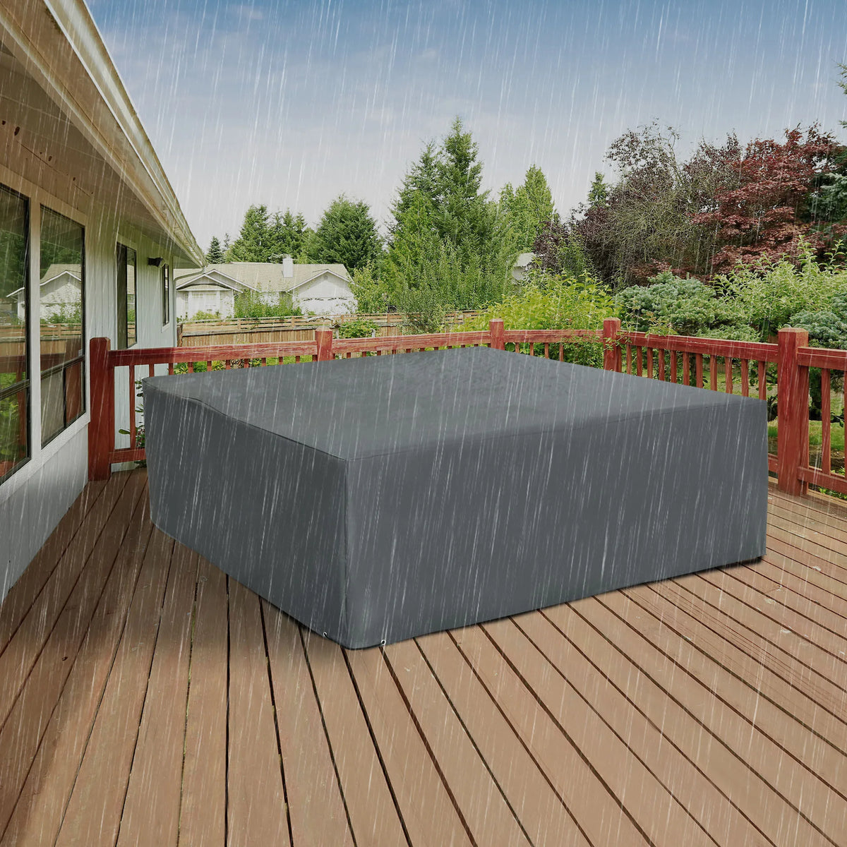205 x 192 x 61cm Outdoor Garden Furniture Protective Cover, Water & UV Resistant, Grey