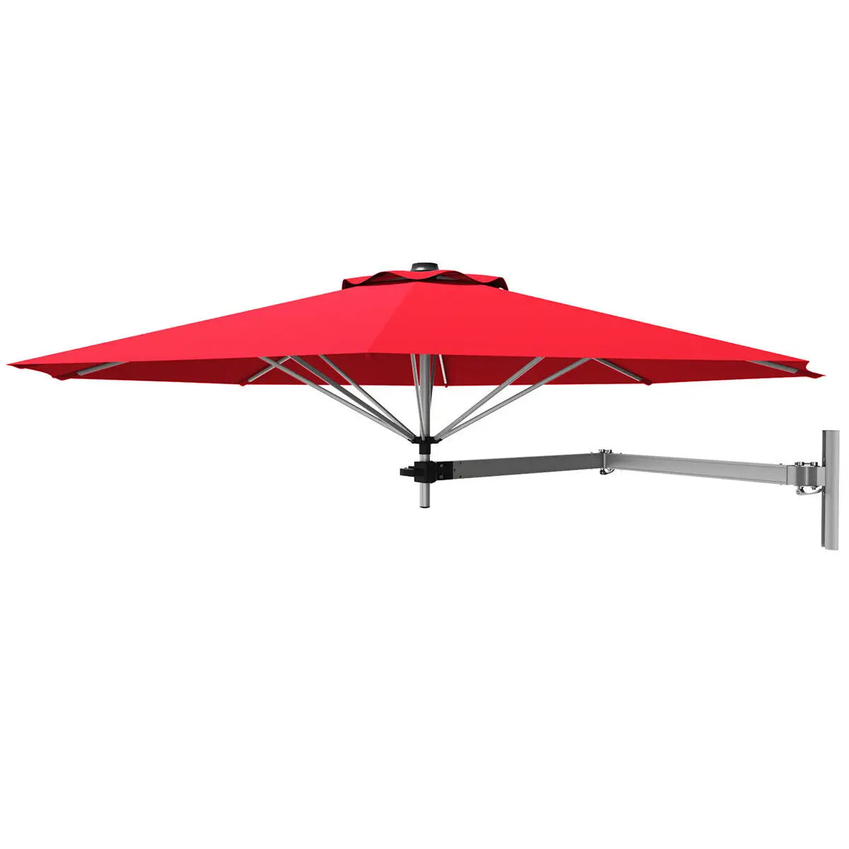 Wall Mounted Cantilever Umbrella, Garden Patio Tilting Sunshade Parasol, Red