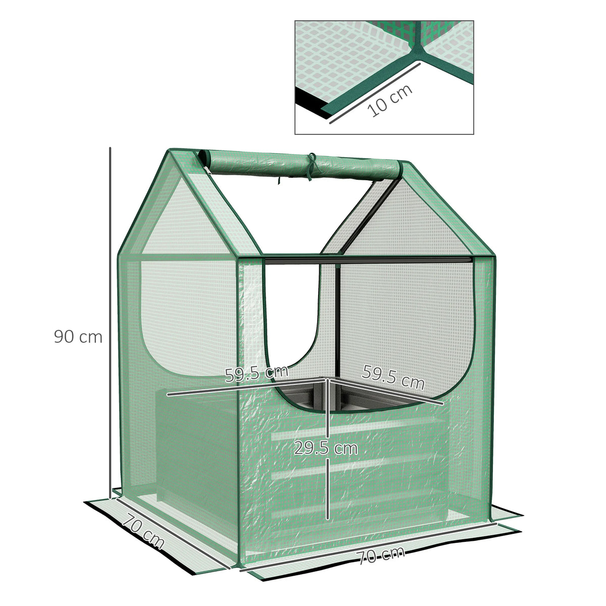 Raised Garden Bed with Mini Greenhouse, Outdoor Metal Planter Box with Cover, for Herbs and Vegetables
