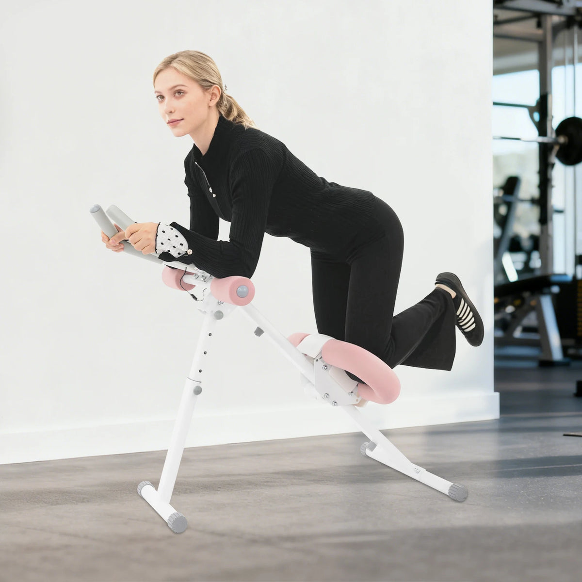 Foldable Abdominal Trainer Machine with LCD Display Adjustable Core Workout Equipment