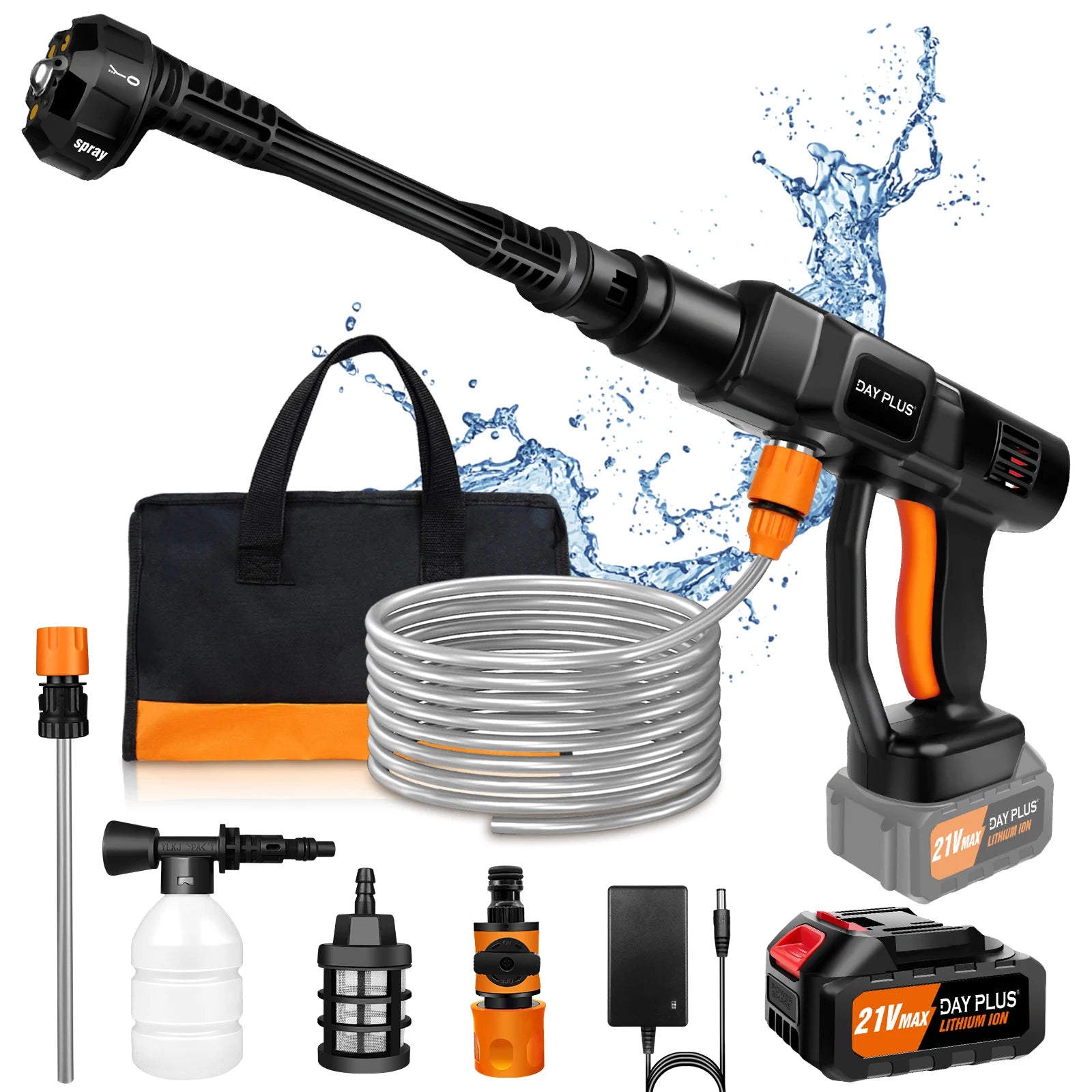 Cordless Pressure Washer | 4.0Ah Battery Powered Portable Power Washer with 6-in-1 Nozzle