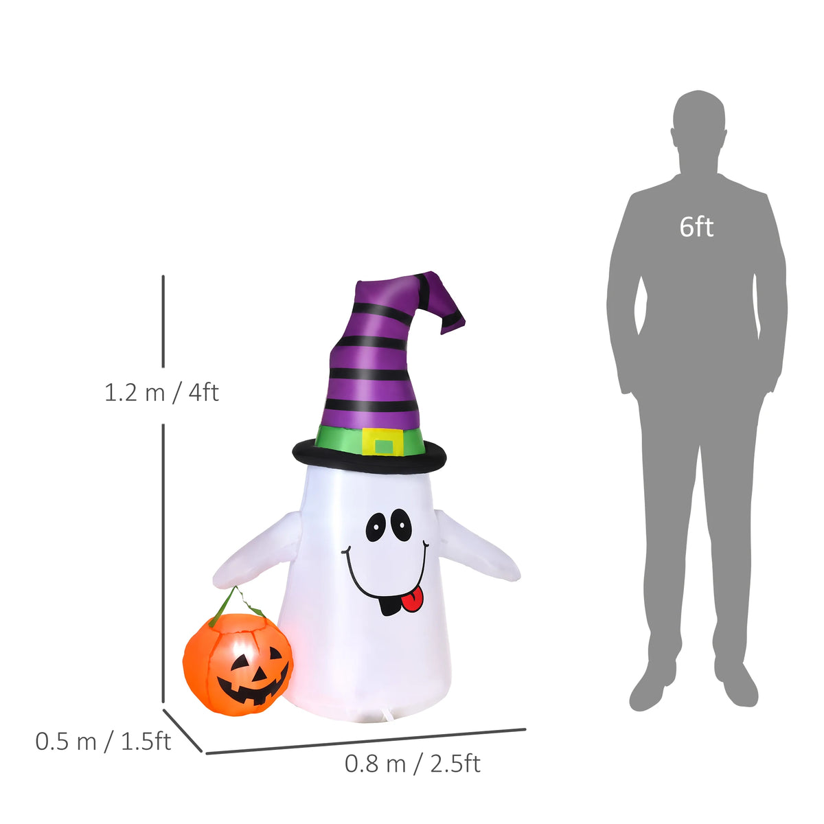 1.2m Inflatable Halloween Witch Ghost Decoration with LED Lights and Fan