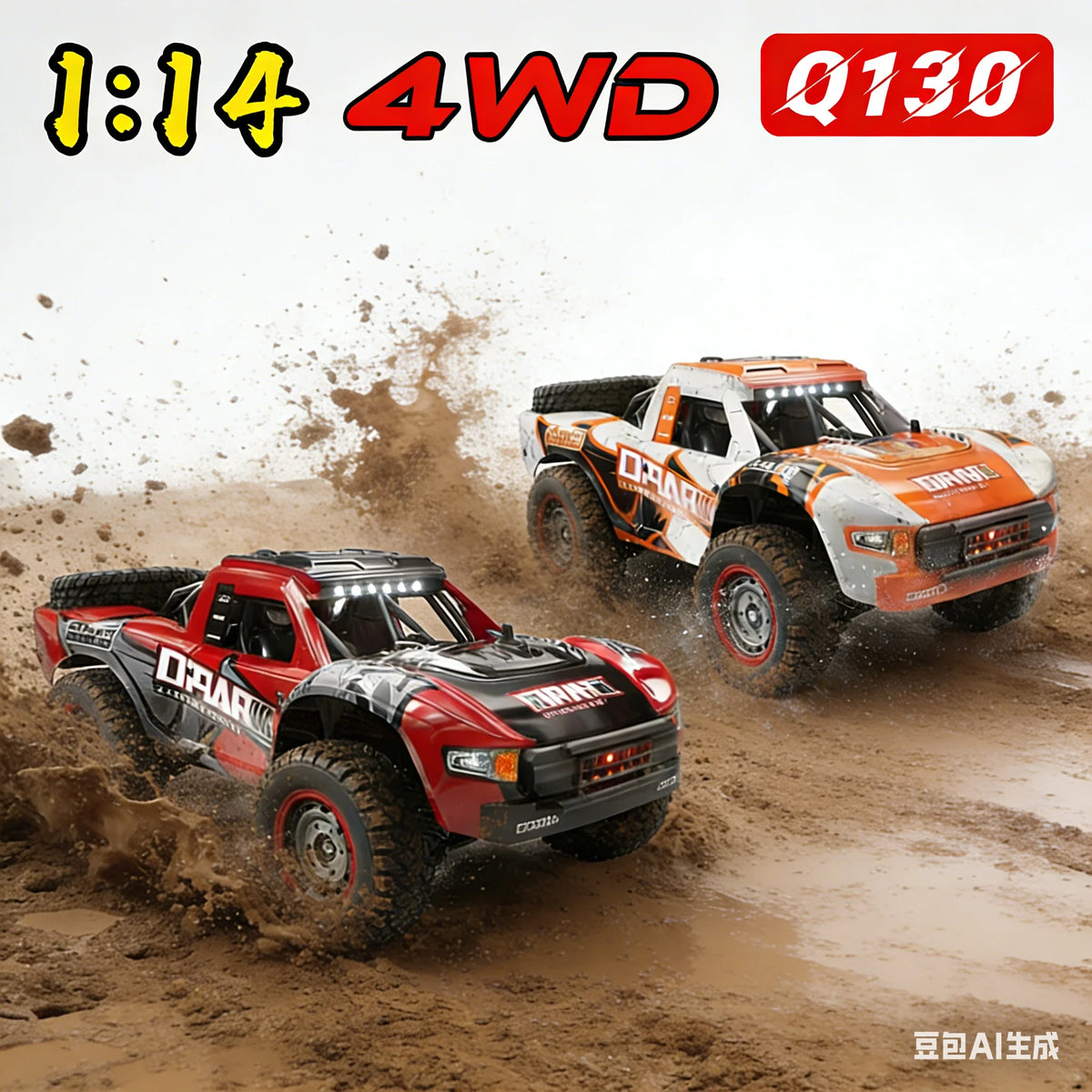 1:14 Scale Brushless 4WD RC Car 43mph High Speed LED Lights Drift Monster Truck with 2 Batteries and 2 Shells for Adults and Kids