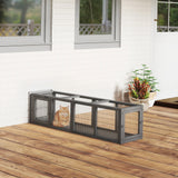 Outdoor Wooden Cat Tunnel Extendable Pet Run with Wire Mesh and 3 Removable Doors for Cats and Small Puppies