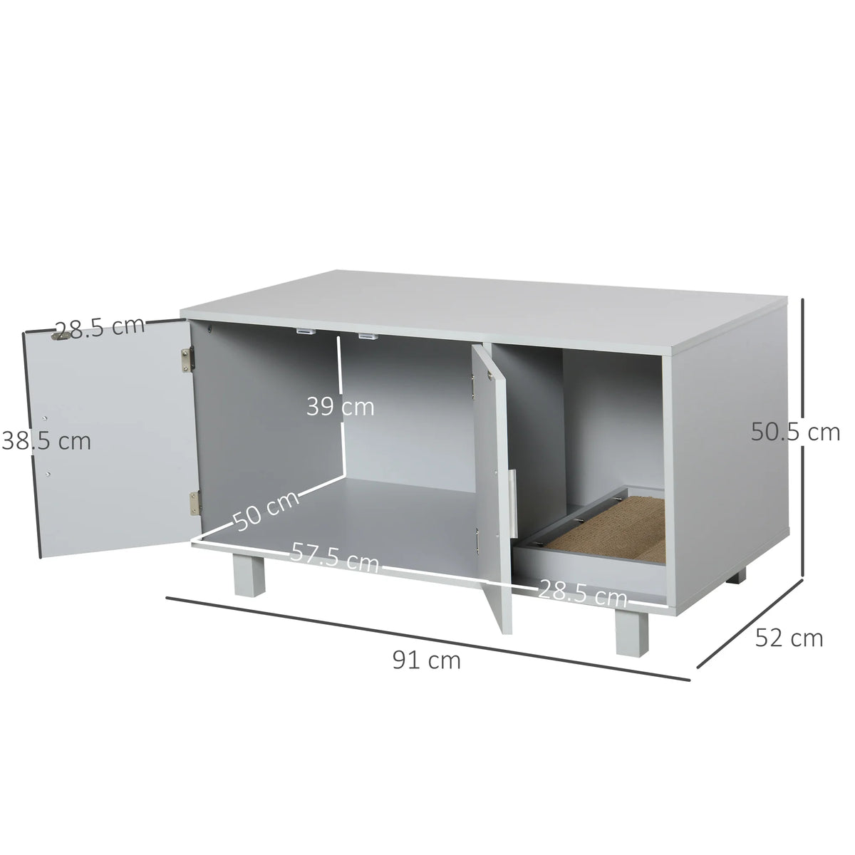 Cat Litter Box Enclosure and Side Table with Removable Scratcher