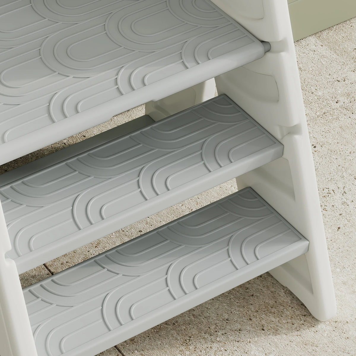 Foldable Kids Step Stool Converts 3 Step to 2 Step with Handle Non Slip HDPE 25kg for Ages 18-60 Months Grey