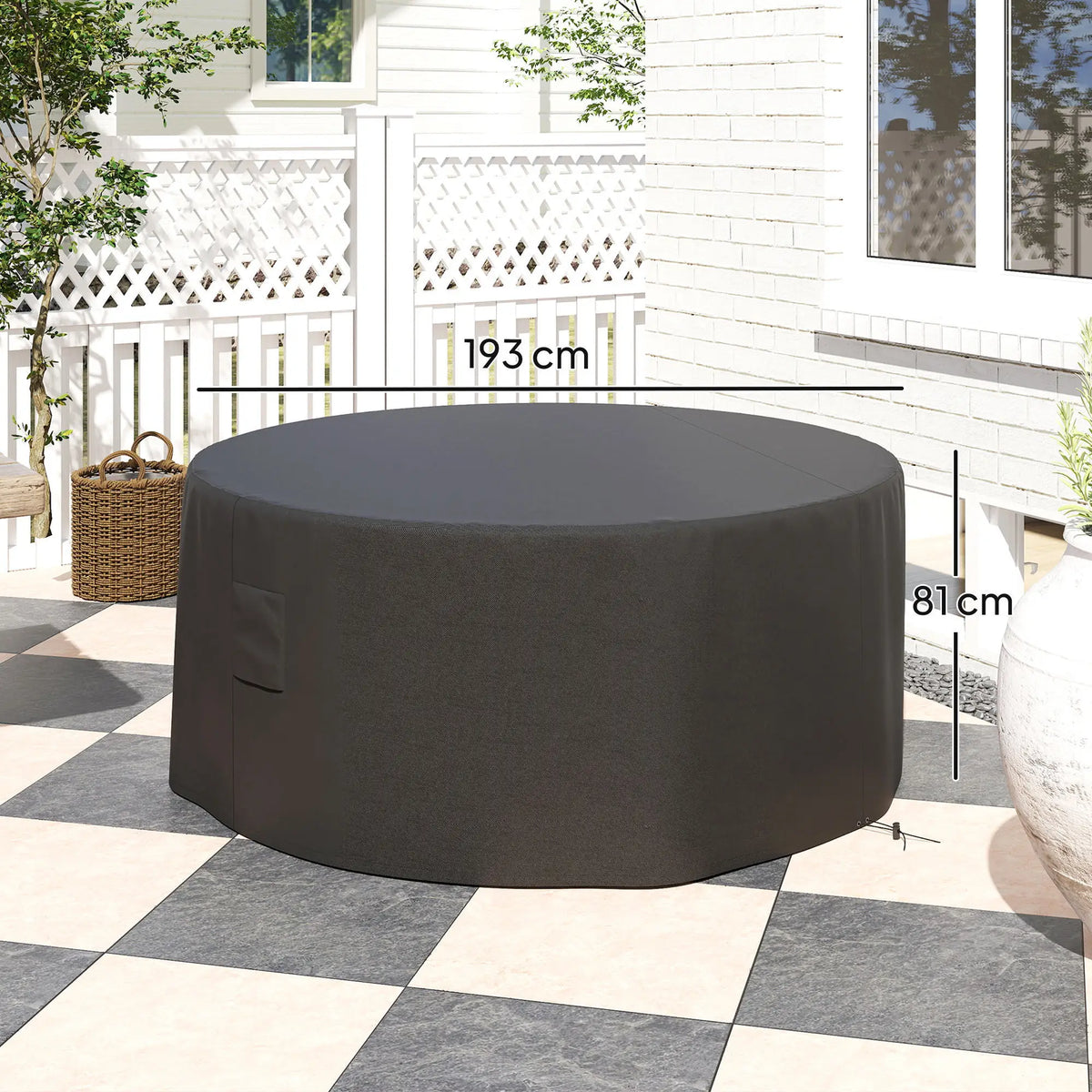 Waterproof Round Patio Set Cover, 600D Garden Furniture Cover