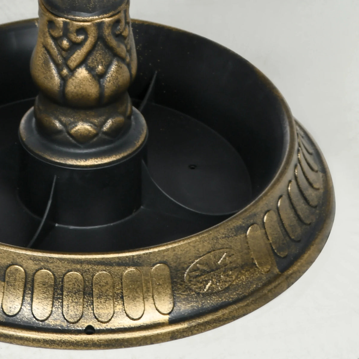 Bird Bath 72cm Tall with 2 Basins Bird Statue Flower Pattern Hand Painted Plastic Frost Resistant Bronze Tone
