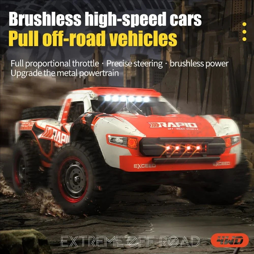 1:14 Scale Brushless 4WD RC Car 43mph High Speed LED Lights Drift Monster Truck with 2 Batteries and 2 Shells for Adults and Kids