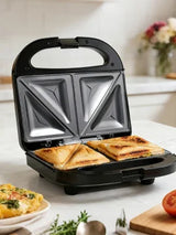 750W Stainless Steel Sandwich Maker with Non-Stick Plates Cool Touch Handle Waffle Maker and Automatic Temperature Control