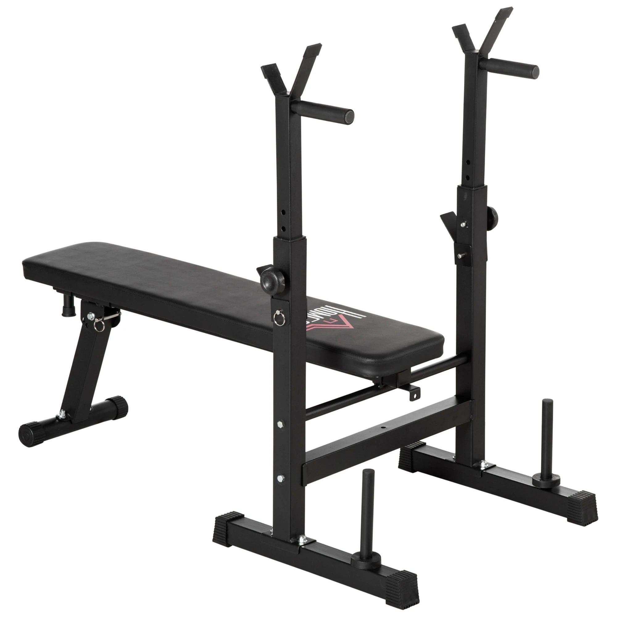 Foldable Adjustable Weight Bench with Barbell Rack and Dip Station 8 Position Height Adjustment for Home Gym