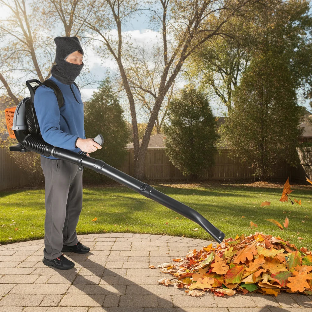 63cc 2-Stroke Petrol Backpack Leaf Blower, 2.7kW with Adjustable Speed