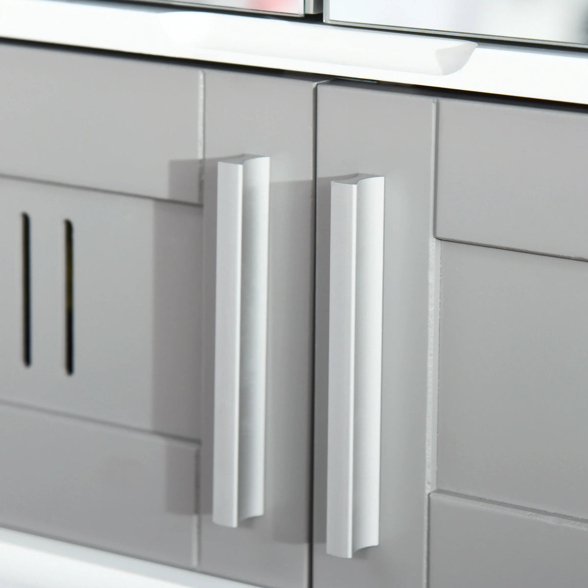 Bathroom Mirror Cabinet with Double Mirrored Doors and Vented Lower Shelf