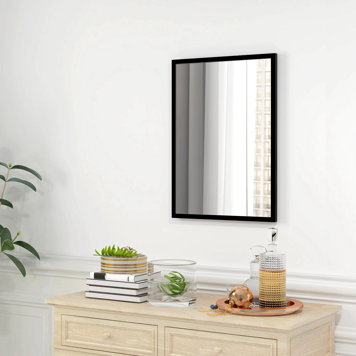 70 x 50cm Wall Bathroom Mirror, Vanity Mirror, Black