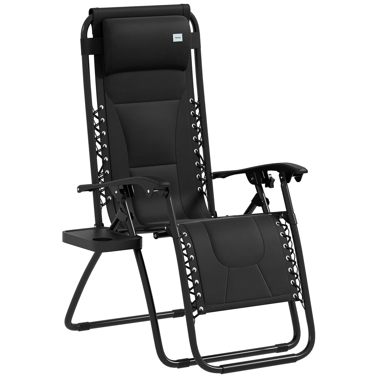 Zero Gravity Lounger Chair, Folding Reclining Patio Chair with Padded Seat, Cup Holder, Soft Cushion