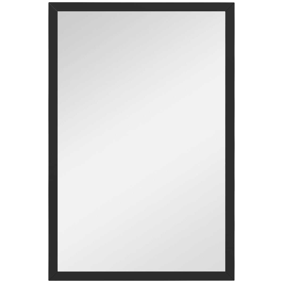 Wall Mirror 60x40cm Rectangular with Thick Shatter Protected Multi Layer Glass and Pre Moulded Hooks Black