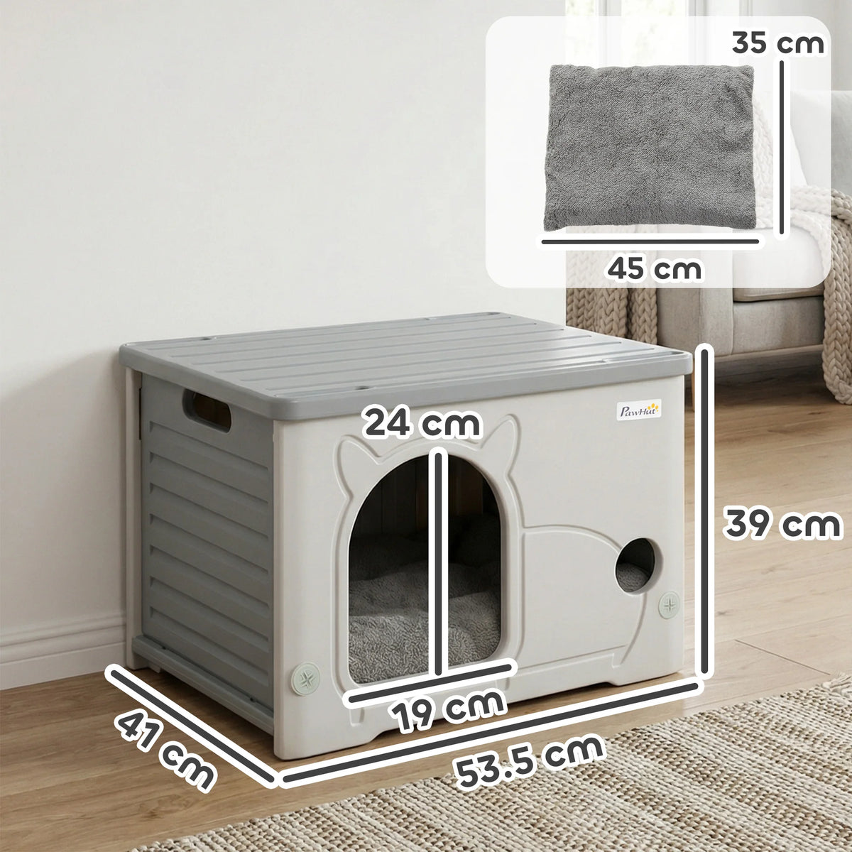 Cat House, Stackable Cat Bed for Indoor Outdoor, Grey