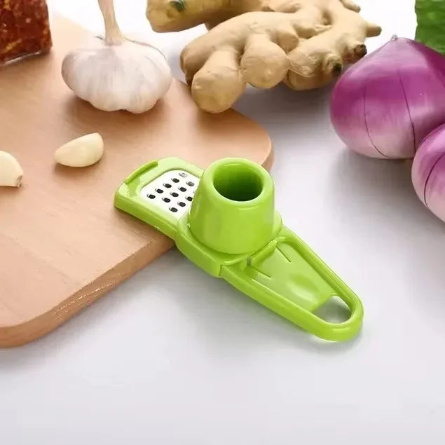 Manual Garlic Press and Peeler Multi-Function Tool | Ginger Crusher Mincer Grater for Kitchen Chopping and Slicing