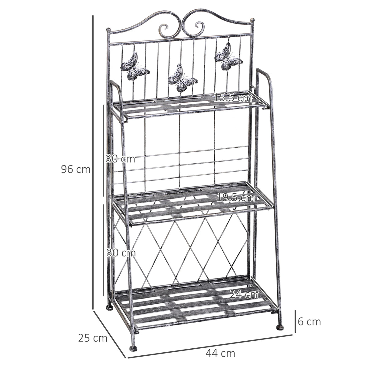 3-Tier Garden Plant Stand Metal Flower Display Rack for Potted Plants Balcony