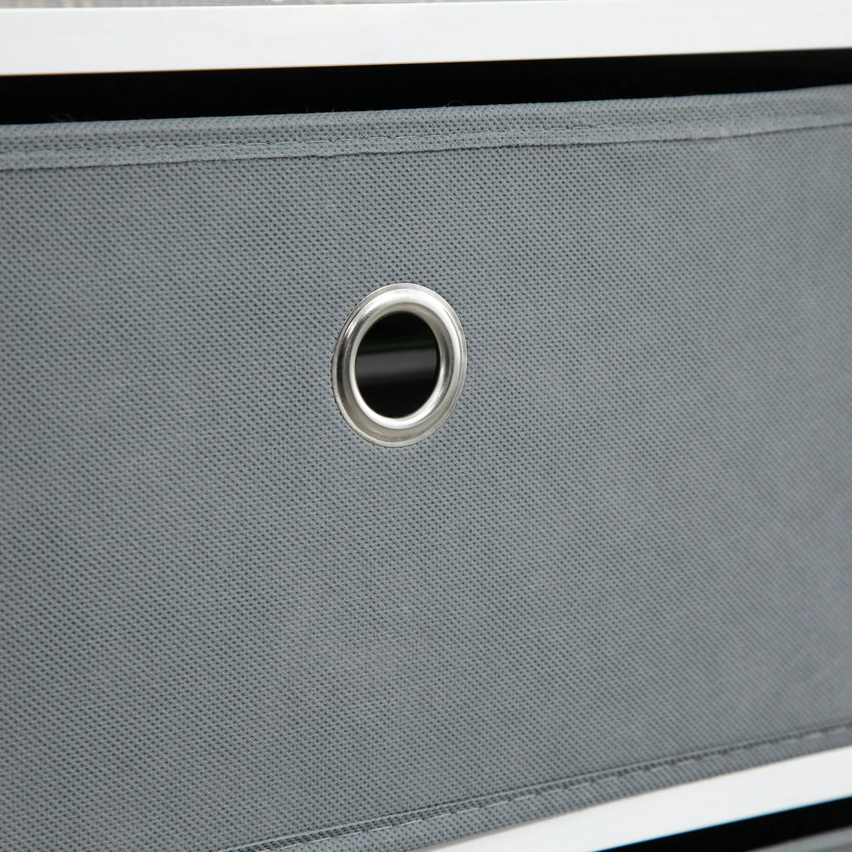 Chest of Drawers with 6 Fabric Drawers, White and Grey
