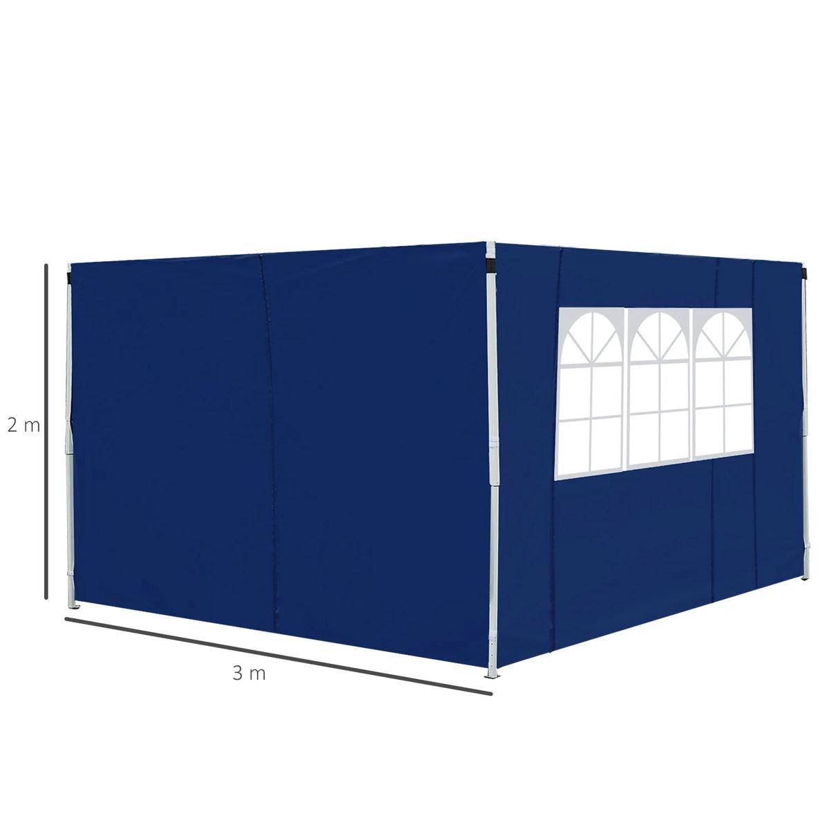 Gazebo Replacement Side Wall Panels Set of 2 with Window 3x2m Velcro Fixing PE Coated 210D Oxford Blue