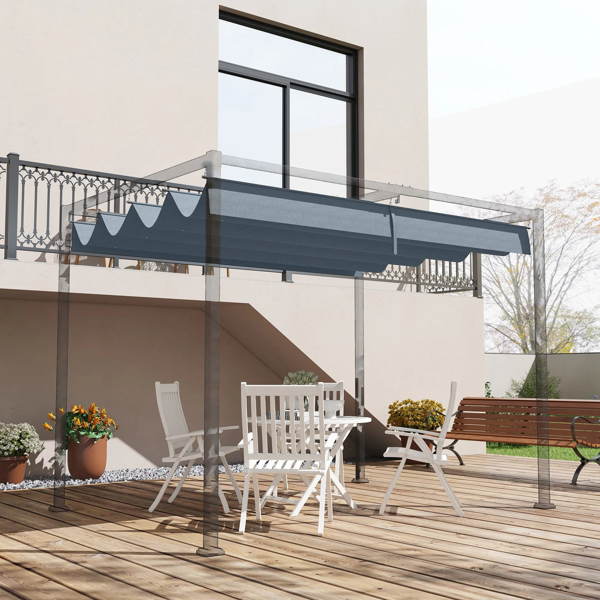 Replacement Pergola Canopy Roof 2.86 x 2.45m, Sun Shade Cover Top Only, Dark Grey