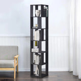 190cm Rotatable 6-Tier Slim Bookcase Corner Shelf | Freestanding Wooden Display Cabinet for Living Room Bedroom