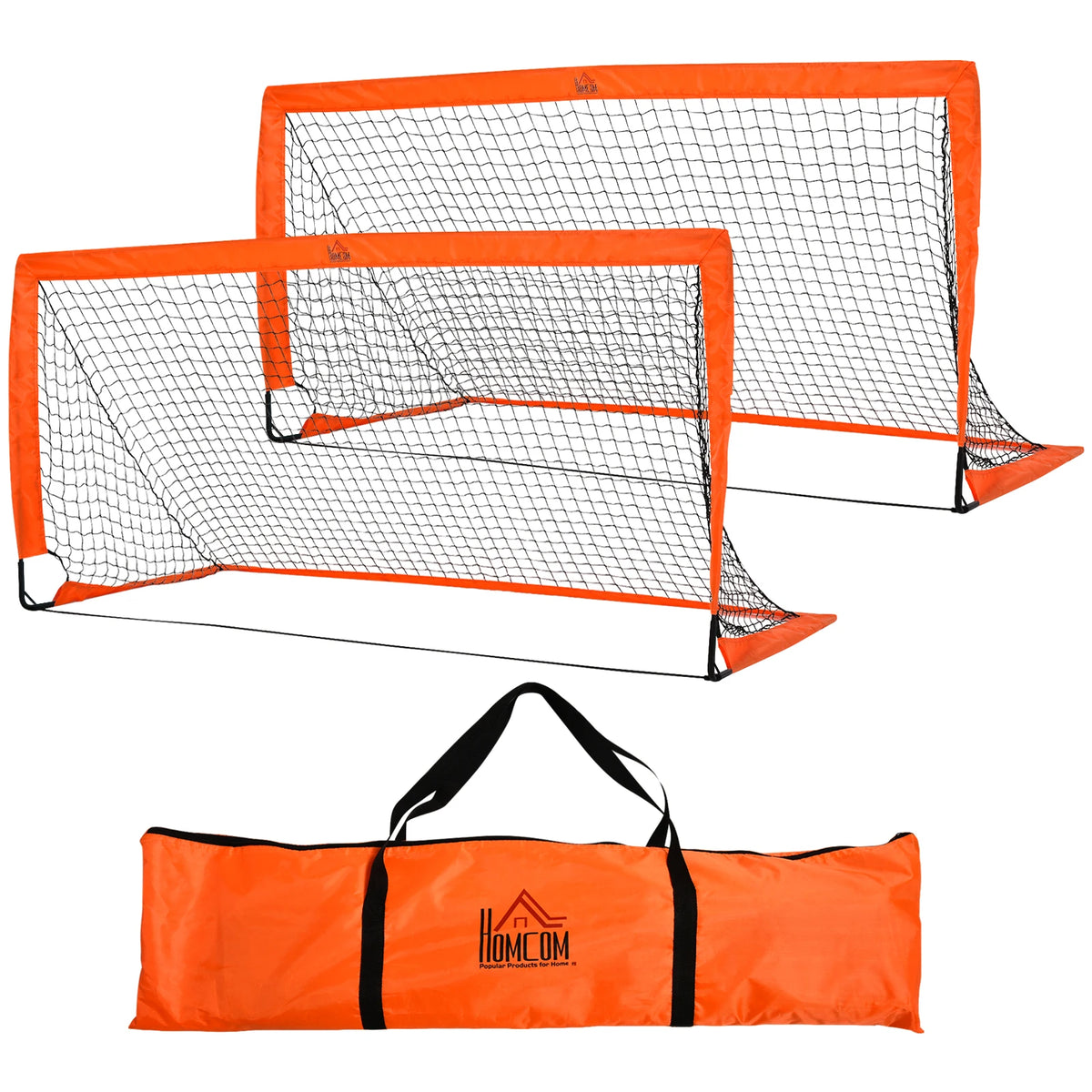 Set of 2 Foldable 6 x 3ft Football Goals with Carry Bag